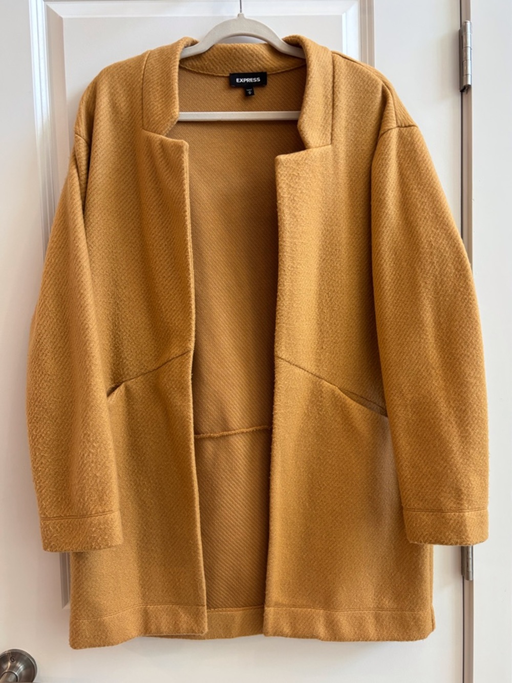 Express Golden Mustard Open Front Lightweight Trench Coat